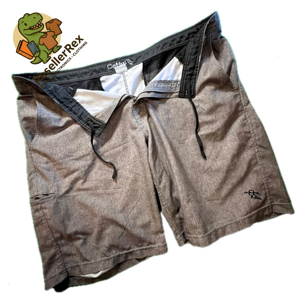 DaHui Mens Gray Heathered Hybrid Performance Shorts Size 40 Casual Beach